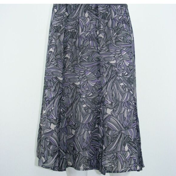 Sigrid Olsen Gray Lavender Abstract Print Plus Size Flowy Midi Skirt Sz 20W - Picture 1 of 8